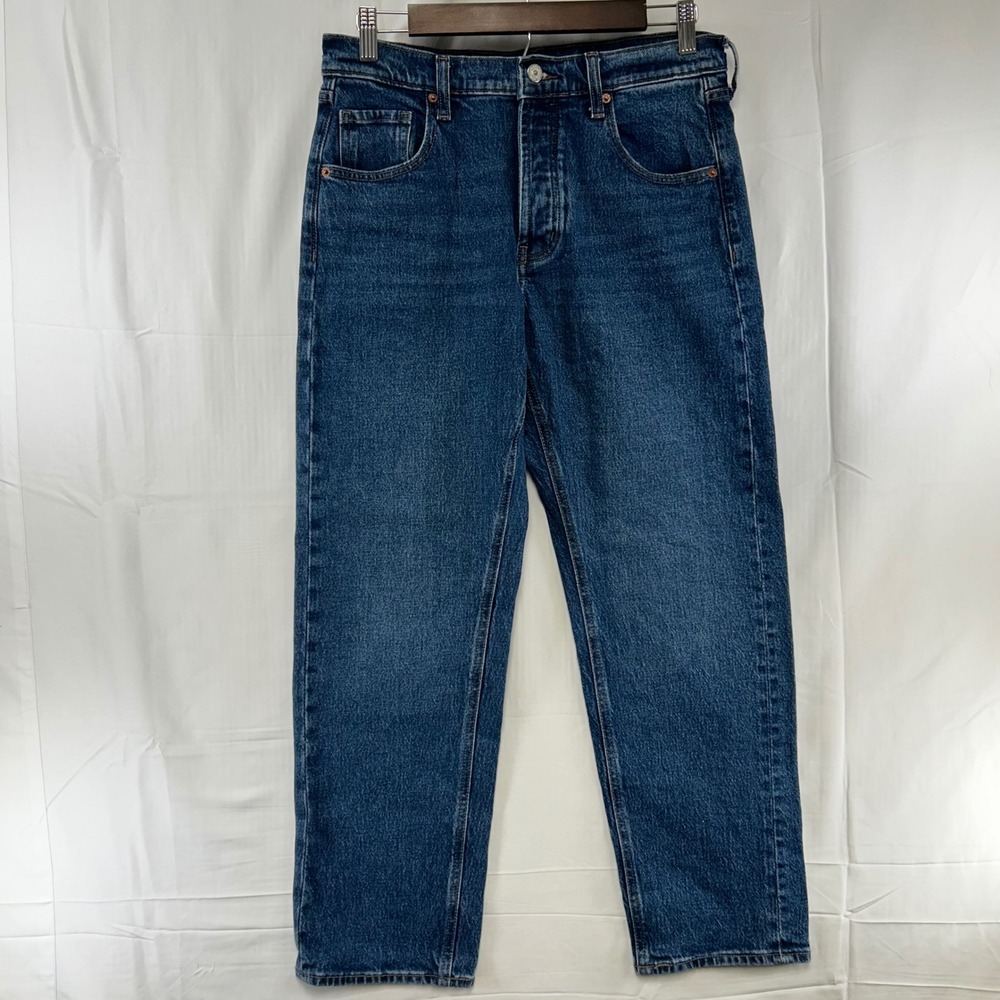 Old Navy Slouchy Straight Leg Jeans Womens 0 Blue Button Fly Mid-Rise Denim